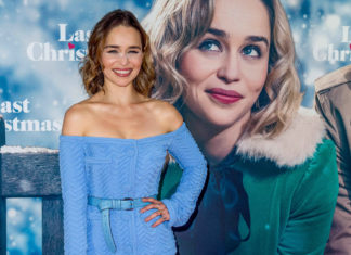 Emilia Clarke Kicks Off the “Last Christmas” Tour in an Icy Blue Dress