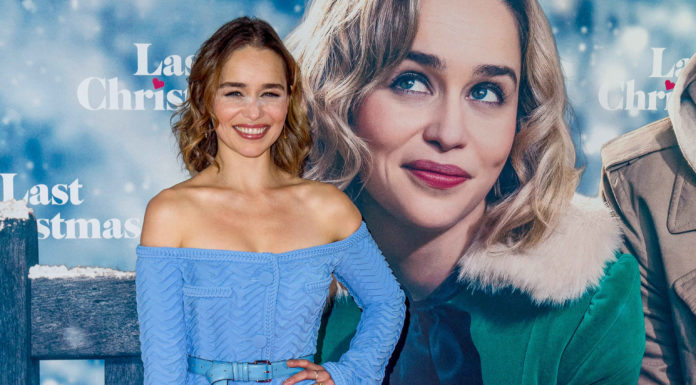Emilia Clarke Kicks Off the “Last Christmas” Tour in an Icy Blue Dress