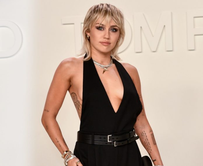 Miley Cyrus at a Tom Ford show in 2020.
