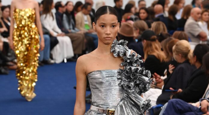 Paris Haute Couture Fashion Week Has Given Us Some Amazing Fashion Trends Model on the catwalk Alexandre Vauthier show, Runway, Fall Winter 2024, Haute Couture Fashion Week, in July 2023